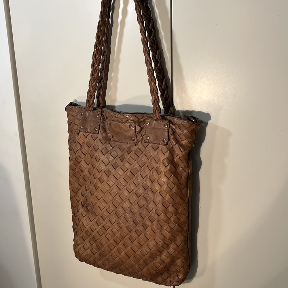 Langellotti Large Vintage Leather Bag Made In Italy